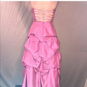 Pink Strapless Lace Up Prom Bridesmaid Dress